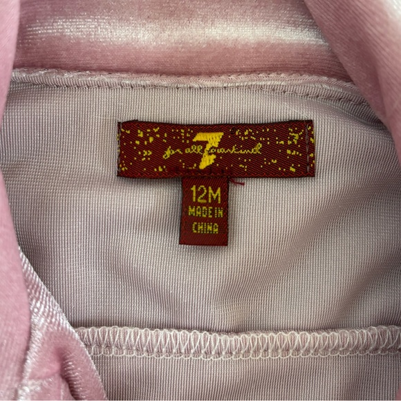 7 For All Mankind Pink Velour Full Zip Baby Moto Jacket Size 12 Months Logo - Picture 6 of 10